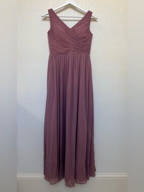Azazie Keyla Dusty Mauve V-Neck Chiffon Maxi Dress